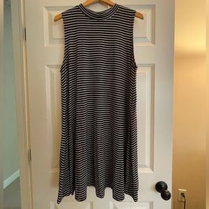 Black & White Striped Sleeveless Swing Dress